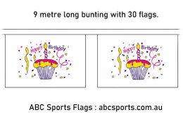 Happy Birthday Cupcake flag bunting 9mt long with 30 flags Happy Birthday Cupcake flag bunting 9mt long with 30 flags